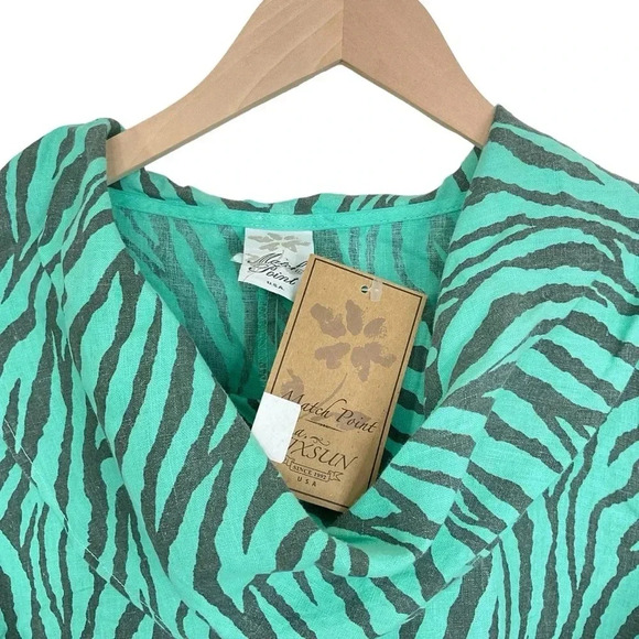 Match Point U.S.A. Linen Tunic Cowl Neck 3/4 Sleeve Top Small - Picture 3 of 6